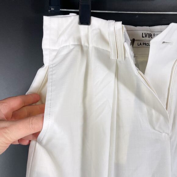 LVIR Wool Two-Tucked Trousers Pants White Pleated High Rise Wide Leg Sz M - Picture 7 of 12